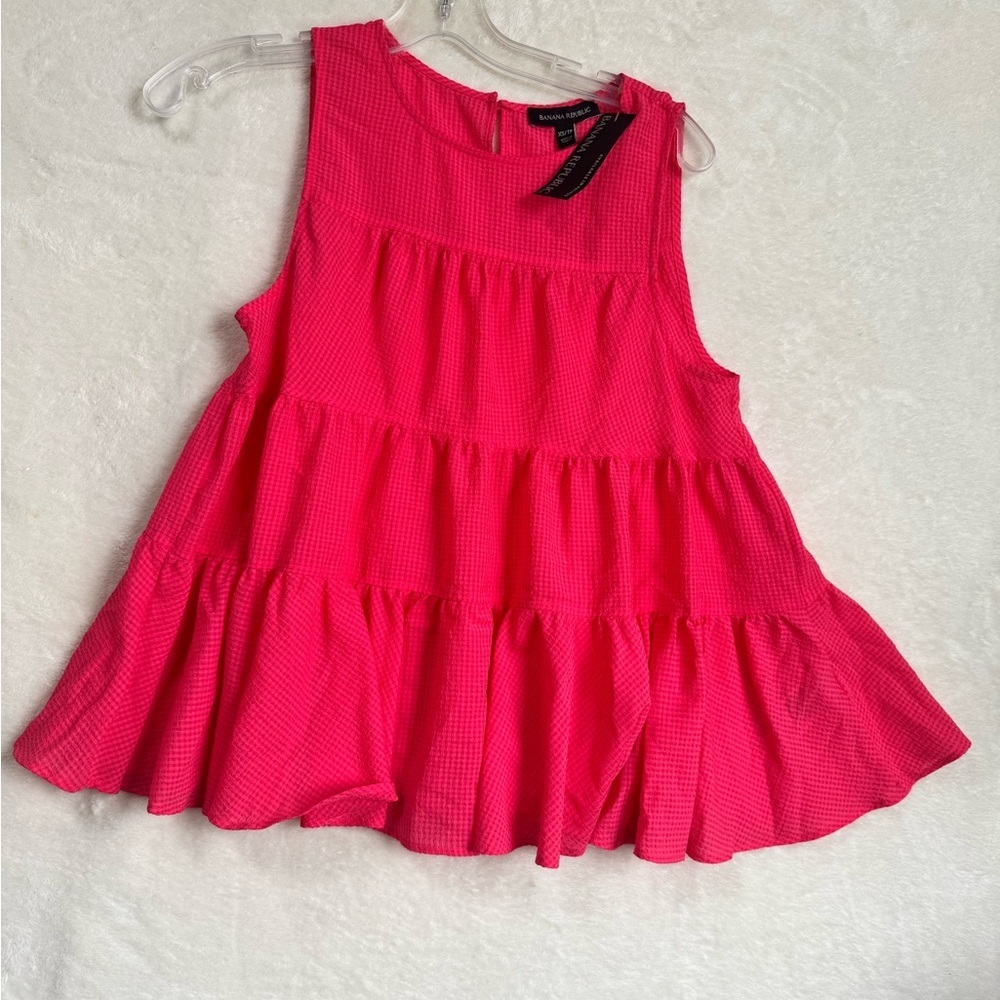 Banana Republic NEW Baby Doll Tiered Swing Top Boho Blouse Textured Lightweight - Picture 3 of 16
